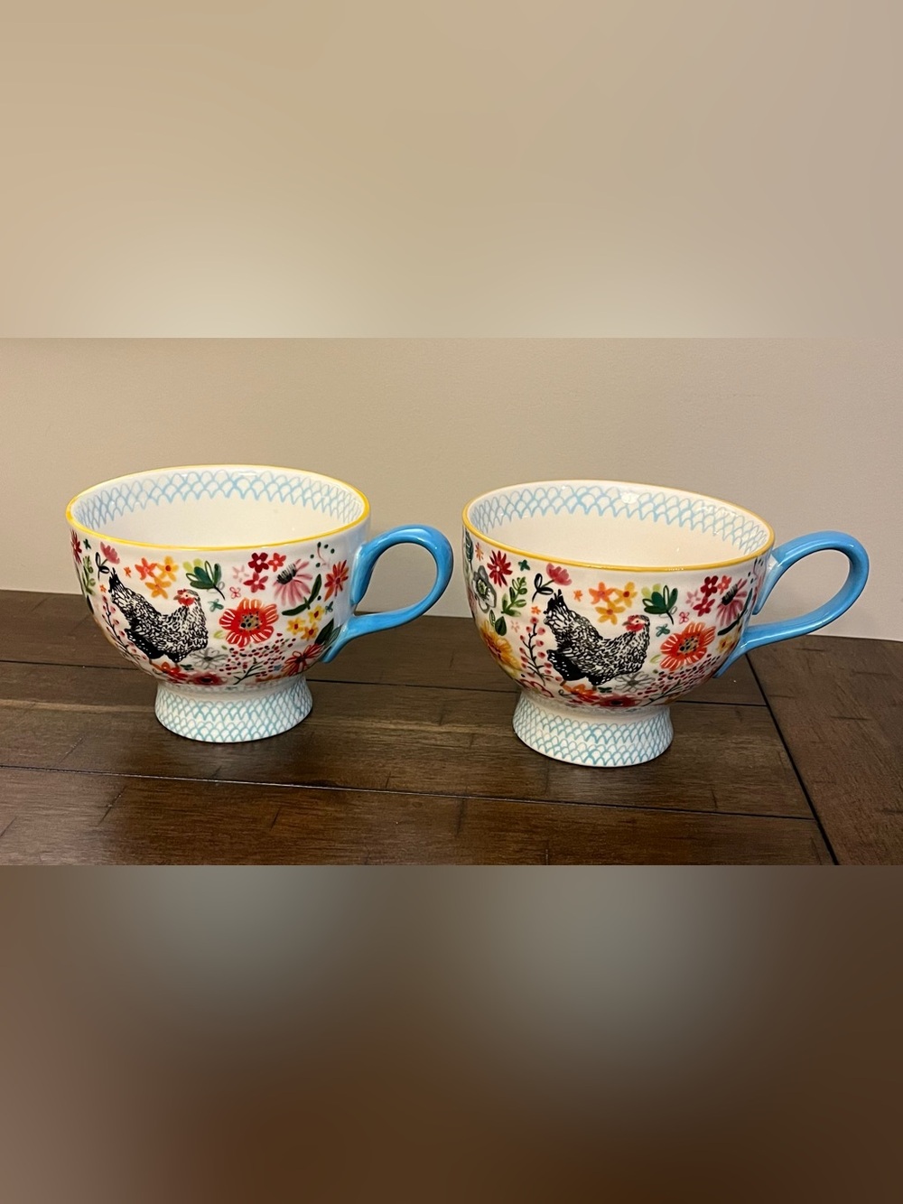 Jennifer Orkin Lewis ~ August Wren ~ Anthropologie 2 X Footed Cups / Mugs